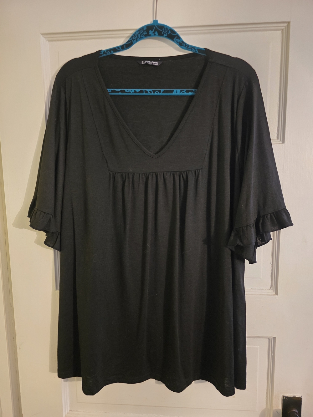 BloomChic Black Cotton Top V Neck Line
